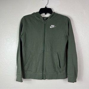 Nike Sportswear Club French Terry Full Zip Sweatshirt in green kids size large